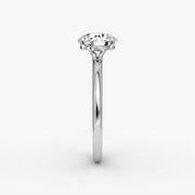 Round Cut - Plain Band - Classic Engagement Ring- 18 K Gold